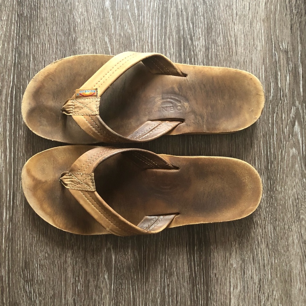 Rainbow Double Layer Arch Leather Flip Flops